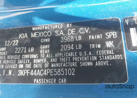 2023 Kia Forte Gt from USA, damaged, VIN 3KPF44AC4PE585102